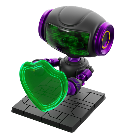 デジタルセキュリティを守るロボット  3D Icon