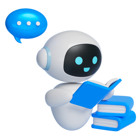 책을 읽는 로봇  3D Icon
