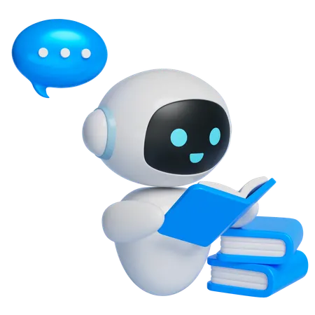 책을 읽는 로봇  3D Icon