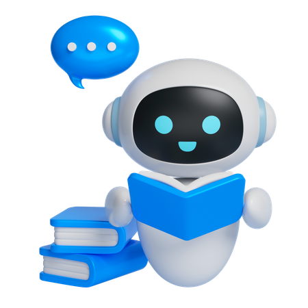 책을 읽는 로봇  3D Icon