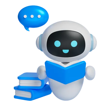 책을 읽는 로봇  3D Icon