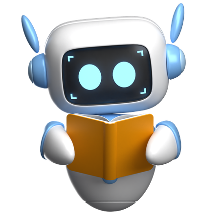 Robot Reading A Book  3D Illustration