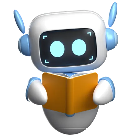 Robot Reading A Book  3D Illustration