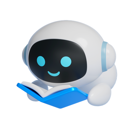 누워서 책을 읽는 로봇  3D Icon