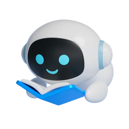 누워서 책을 읽는 로봇  3D Icon