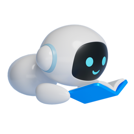 누워서 책을 읽는 로봇  3D Icon