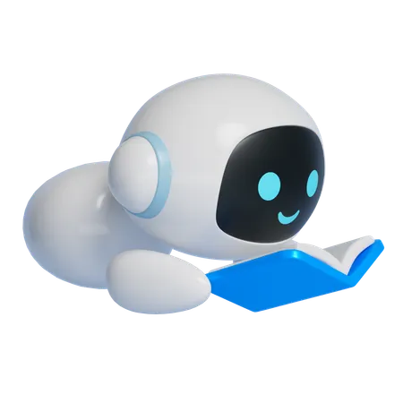 누워서 책을 읽는 로봇  3D Icon