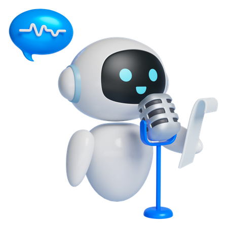 ロボットがマイクで台本を読んで録音する  3D Icon
