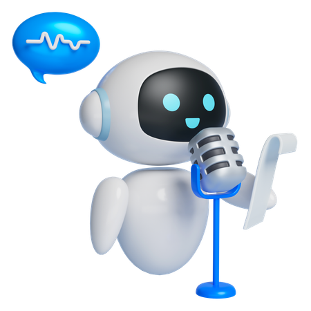 Robot Recording Reading A Script In Mic  3D Icon