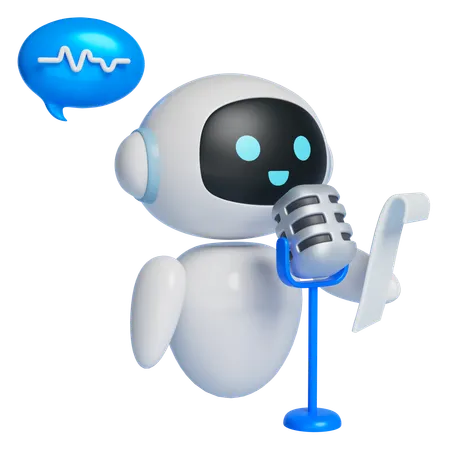 Robot Recording Reading A Script In Mic  3D Icon