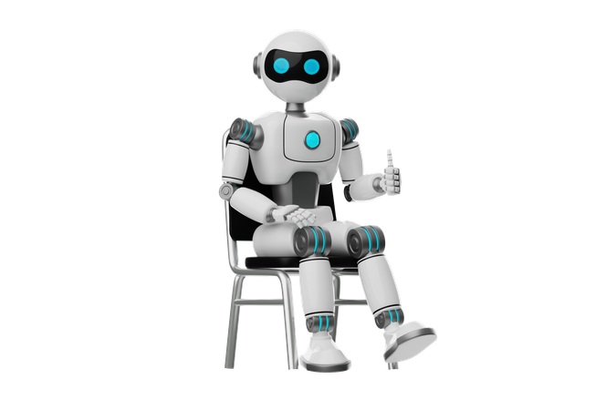 Robot relaxing in chair  3D Icon