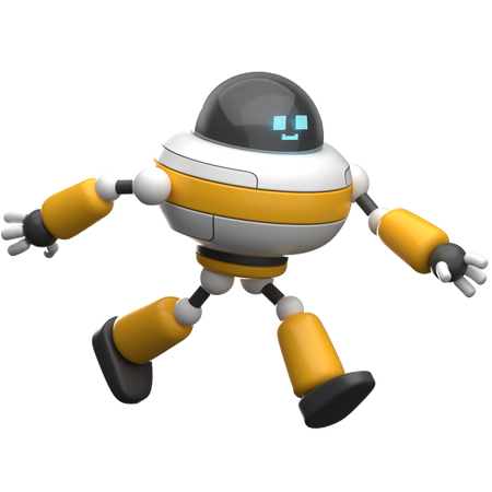 Robot Running  3D Illustration