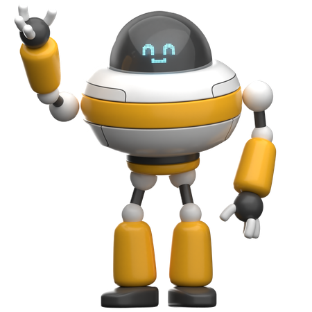 Robot saluda  3D Illustration