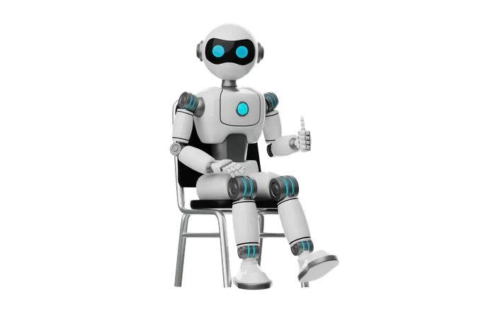 Un robot se détend sur une chaise  3D Icon