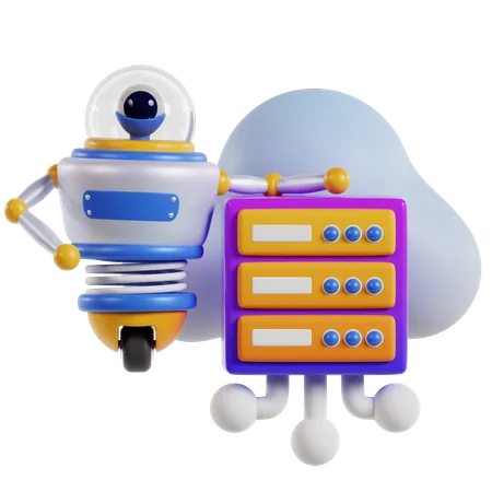 Robot servidor en la nube eficiente  3D Icon