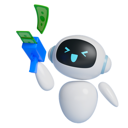 Robot Shooting Money Gun  3D Icon