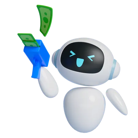 Robot Shooting Money Gun  3D Icon