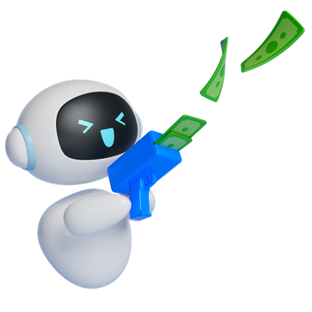 Robot Shooting Money Gun  3D Icon