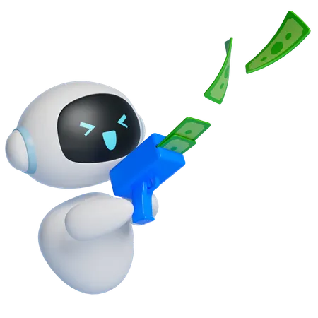 Robot Shooting Money Gun  3D Icon