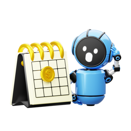 Robot Showing Date  3D Icon