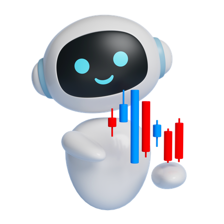Robot Showing Stock Graph  3D Icon