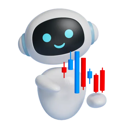 Robot Showing Stock Graph  3D Icon