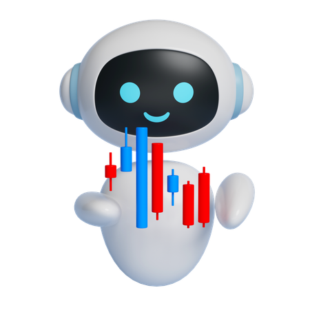 Robot Showing Stock Graph  3D Icon