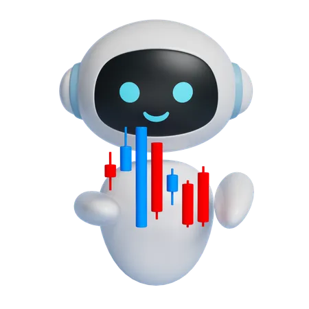 Robot Showing Stock Graph  3D Icon