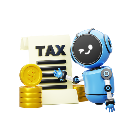 Robot Showing Tax Document  3D Icon
