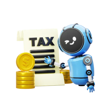Robot Showing Tax Document  3D Icon