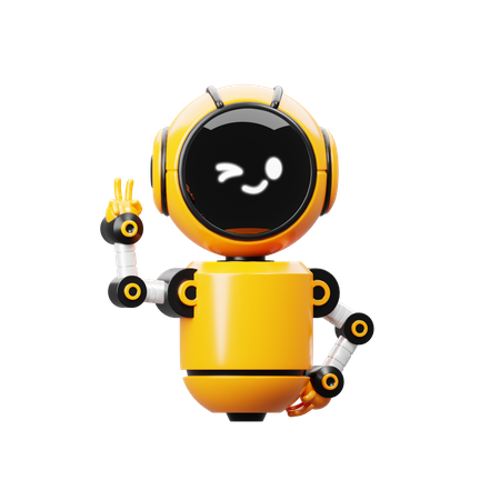 Robot showing victory sign  3D Illustration