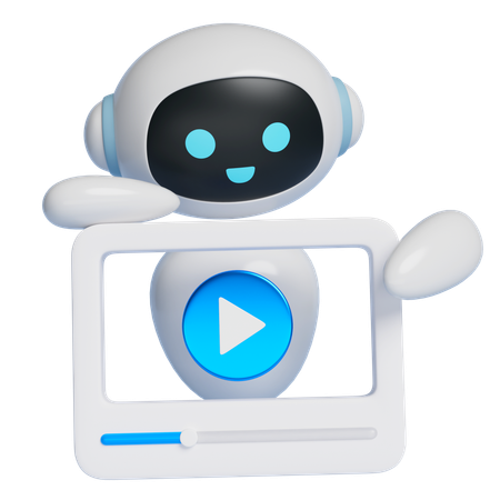 Robot Showing Video  3D Icon