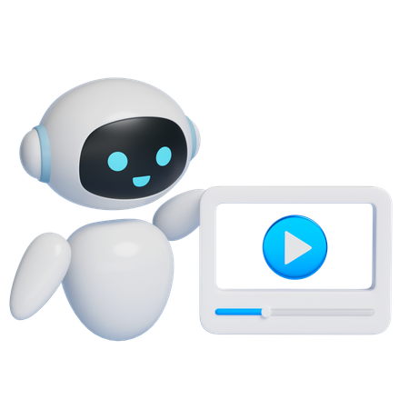 Robot Showing Video  3D Icon