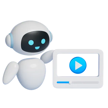 Robot Showing Video  3D Icon