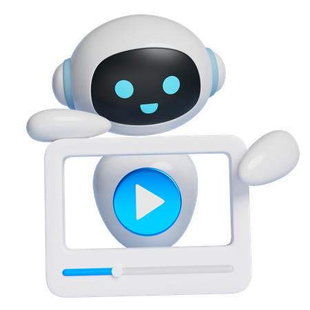 Robot Showing Video  3D Icon