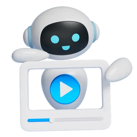 Robot Showing Video  3D Icon