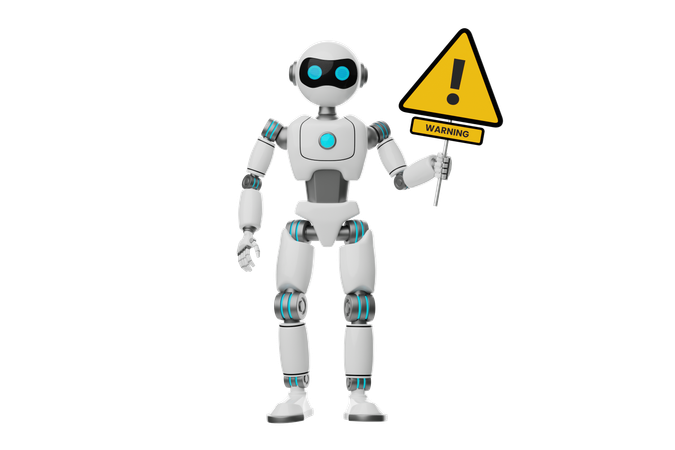 Robot showing warning sign  3D Icon