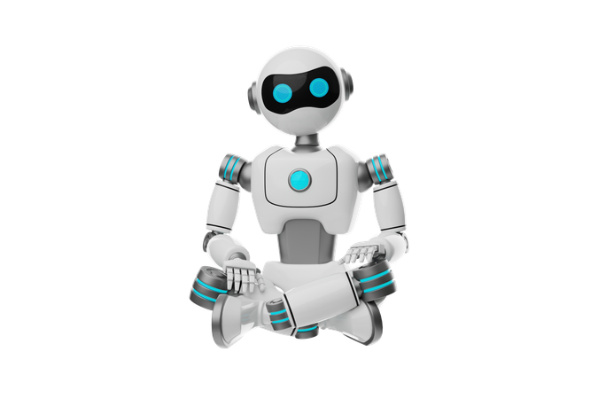 Robot sitting cross-legged  3D Icon