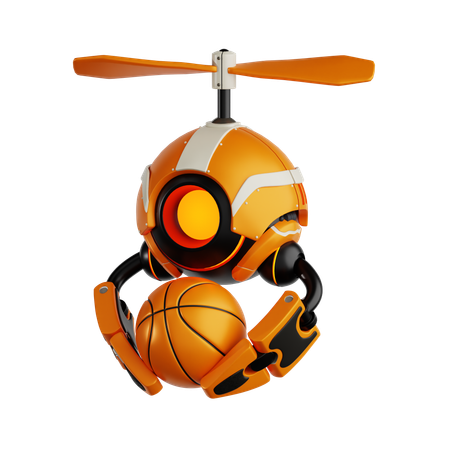 Robot sostiene pelota de baloncesto  3D Icon