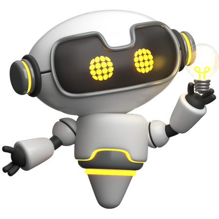 Robot sosteniendo bombilla  3D Icon
