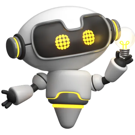 Robot sosteniendo bombilla  3D Icon
