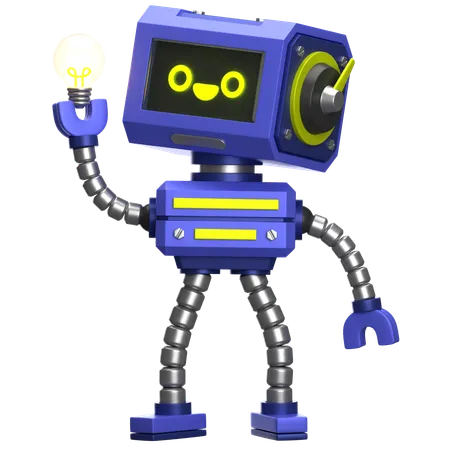 Robot sosteniendo bombilla  3D Icon