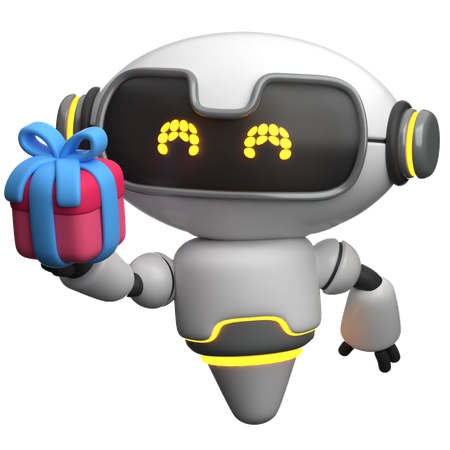 Caja de regalo con robot  3D Icon