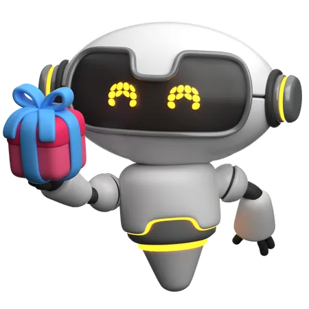 Caja de regalo con robot  3D Icon