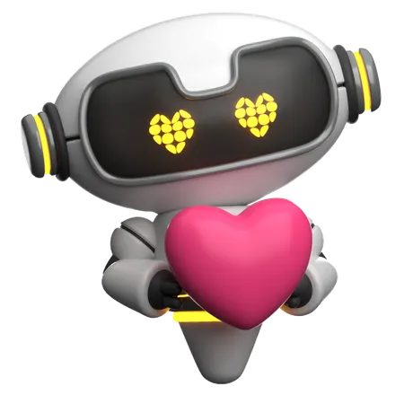 Robot sosteniendo el corazón  3D Icon