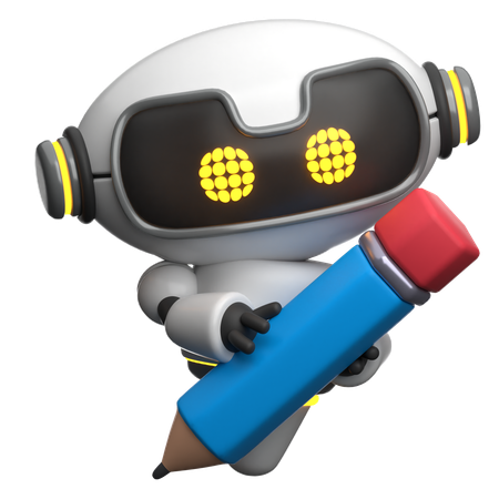 Robot sosteniendo un lápiz  3D Icon