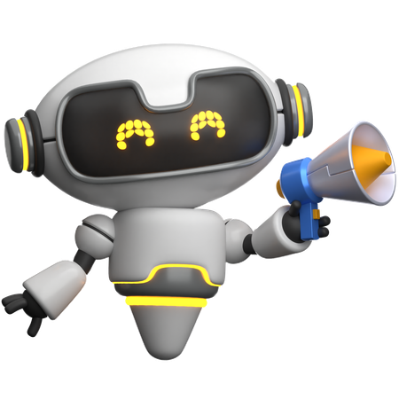Robot sosteniendo megáfono  3D Icon