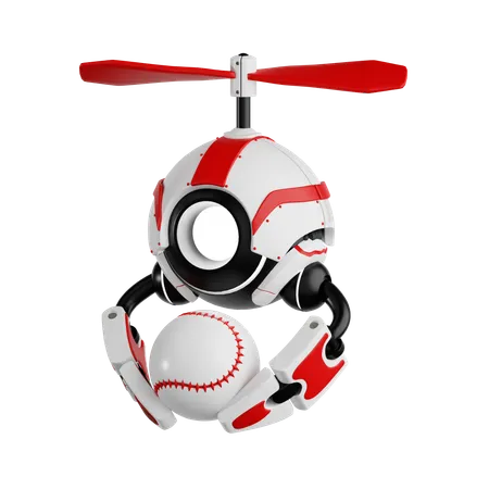 Robot sostiene pelota de beisbol  3D Icon