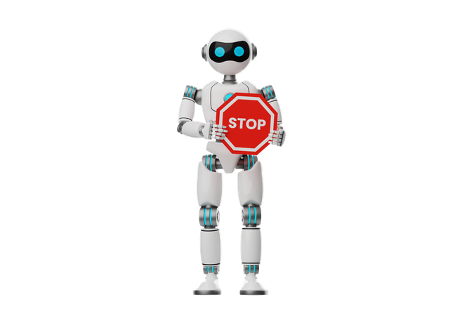 Robot sosteniendo una señal de stop  3D Icon