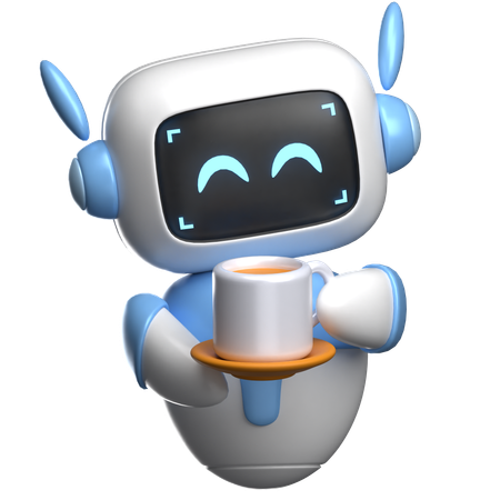 Robot sosteniendo una taza  3D Illustration